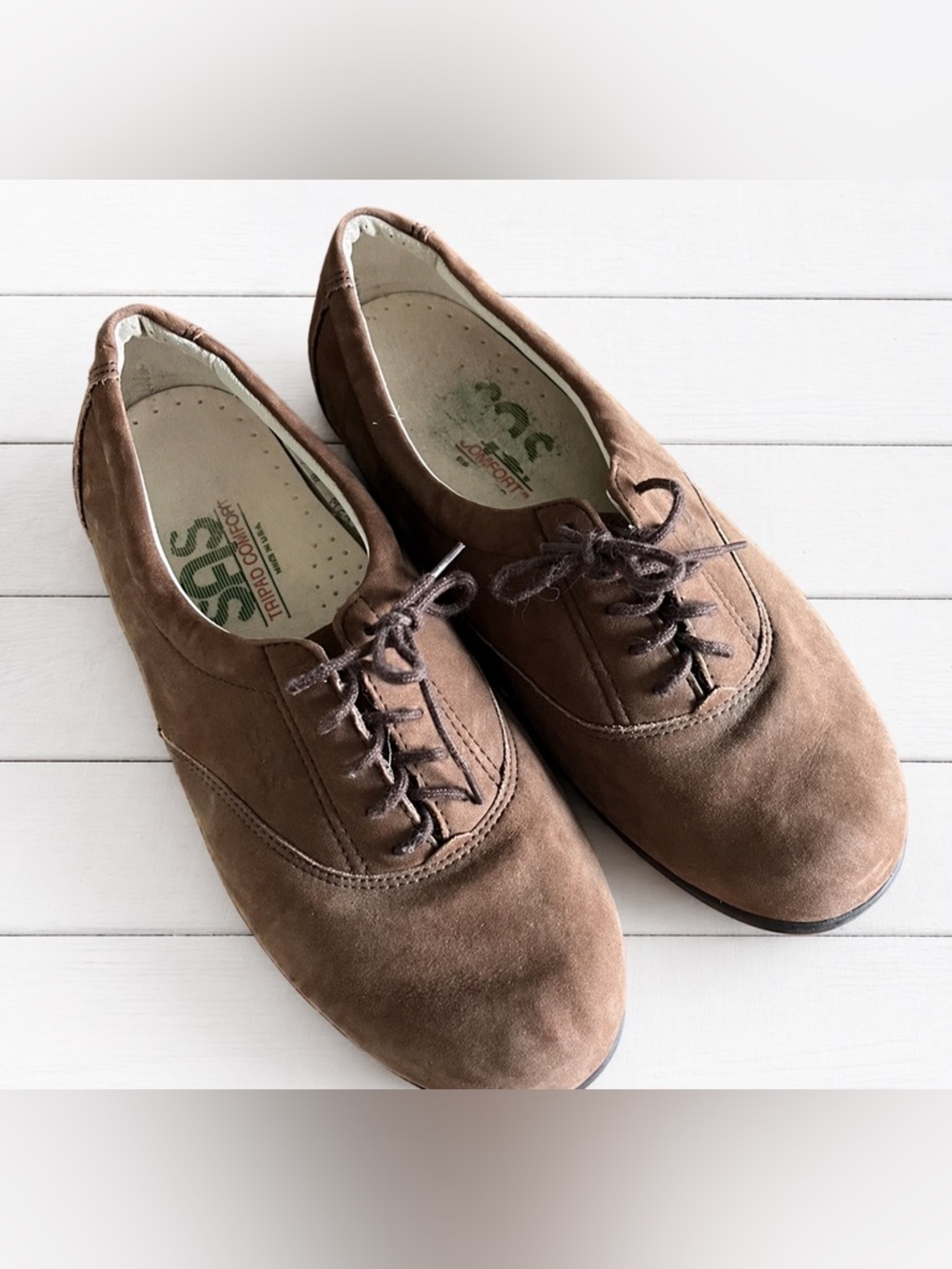 SAS Tripad Comfort Whisper Brown Suede Oxfords Lace Up Shoes US 8 M Women's